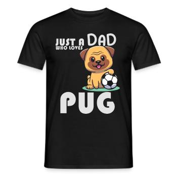 Just A Dad Who Loves Pug Funny Pug Pugfather Pet V - Men's T-Shirt - black - Front - AI Model Male 178 light (178cm)