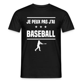 Je Peux Pas J'ai baseball humour batteur - T-shirt homme - noir - Devant - AI Model Male 178 light (178cm)