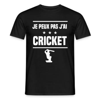 Je Peux Pas J'ai cricket humour batteur - T-shirt homme - noir - Devant - AI Model Male 178 light (178cm)