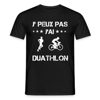 Je peux pas j'ai duathlon cadeau duathlète - T-shirt homme - noir - Devant - AI Model Male 178 light (178cm)