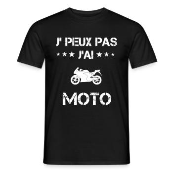 Je peux pas j'ai moto motard cadeau motard - T-shirt homme - noir - Devant - AI Model Male 178 light (178cm)