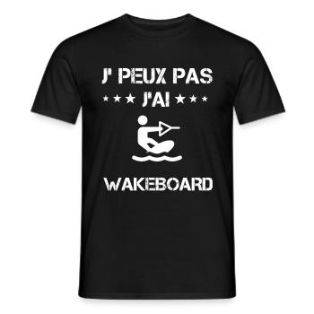 Je peux pas j'ai wakeboard cadeau wakeboard - T-shirt homme - noir - Devant - AI Model Male 178 light (178cm)