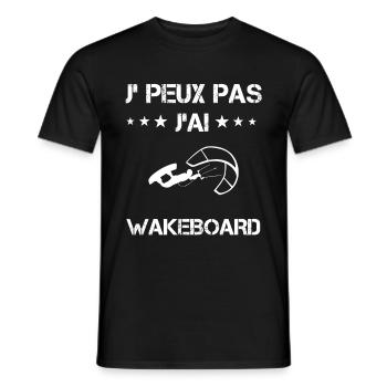 Je peux pas j'ai wakeboard cadeau wakeboardeur - T-shirt homme - noir - Devant - AI Model Male 178 light (178cm)