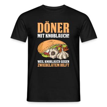 Döner Mit Knoblauch! Weil Knoblauch Gegen Zwiebela - Männer T-Shirt - Schwarz - Vorne - AI Model Male 178 light (178cm)