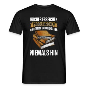 Bücher Erreichen Problemzonen, Da Kommt Das Fernse - Männer T-Shirt - Schwarz - Vorne - AI Model Male 178 light (178cm)