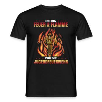 Ich Bin Feuer & Flamme Für Die Jugendfeuerwehr - Männer T-Shirt - Schwarz - Vorne - AI Model Male 178 light (178cm)