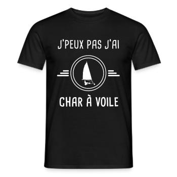 char voile je peux pas j'ai char a voile pilote - T-shirt homme - noir - Devant - AI Model Male 178 light (178cm)