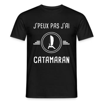 catamaran je peux pas j'ai catamaran voilier - T-shirt homme - noir - Devant - AI Model Male 178 light (178cm)