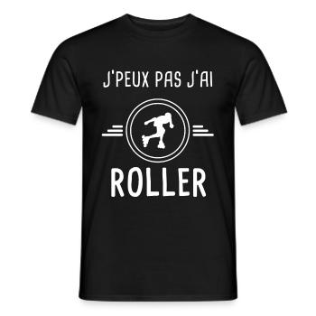 roller je peux pas j'ai roller patineur - T-shirt homme - noir - Devant - AI Model Male 178 light (178cm)