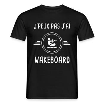 wakeboard je peux pas j'ai wakeboard wakeboardeur - T-shirt homme - noir - Devant - AI Model Male 178 light (178cm)
