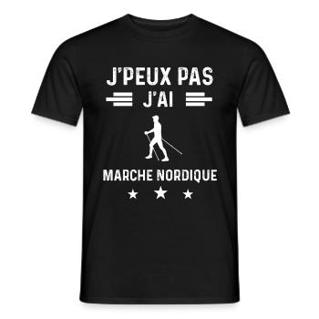 marcheur je peux pas j'ai marche nordique - T-shirt homme - noir - Devant - AI Model Male 178 light (178cm)