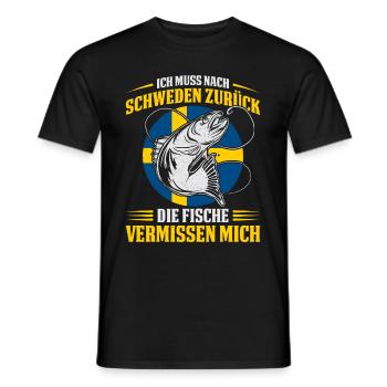 Ich Muss Nach Schweden Zurück Die Fische Vermissen - Männer T-Shirt - Schwarz - Vorne - AI Model Male 178 light (178cm)