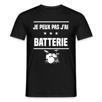 je peux pas j'ai batterie humour batteur - T-shirt homme - noir - Devant - AI Model Male 178 light (178cm)