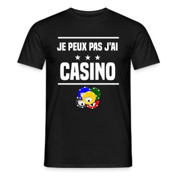 je peux pas j'ai casino humour jetons - T-shirt homme - noir - Devant - AI Model Male 178 light (178cm)