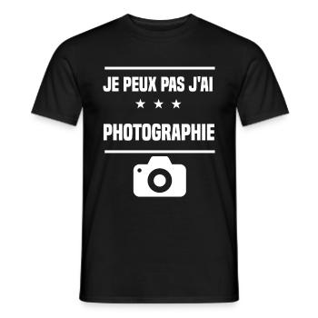 je peux pas j'ai photographie humour photographe - T-shirt homme - noir - Devant - AI Model Male 178 light (178cm)