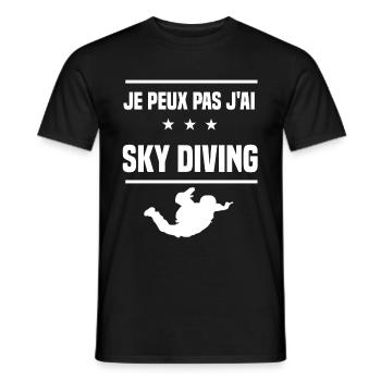je peux pas j'ai sky diving humour parachutisme - T-shirt homme - noir - Devant - AI Model Male 178 light (178cm)