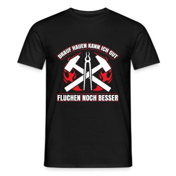 Drauf Hauen Kann ich Gut Fluchen Noch Besser - Männer T-Shirt - Schwarz - Vorne - AI Model Male 178 light (178cm)