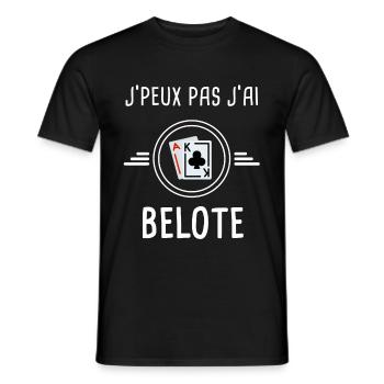 belote je peux pas j'ai belote cartes carte - T-shirt homme - noir - Devant - AI Model Male 178 light (178cm)