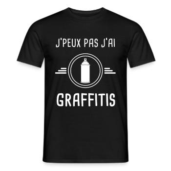 graffitis je peux pas j'ai graffitis gribouillis - T-shirt homme - noir - Devant - AI Model Male 178 light (178cm)