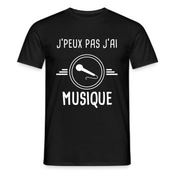 musique je peux pas j'ai musique micro micro - T-shirt homme - noir - Devant - AI Model Male 178 light (178cm)