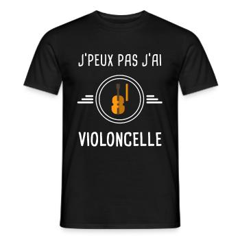 violon je peux pas j'ai violoncelle instrument - T-shirt homme - noir - Devant - AI Model Male 178 light (178cm)