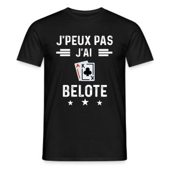 carte je peux pas j'ai belote cartes - T-shirt homme - noir - Devant - AI Model Male 178 light (178cm)