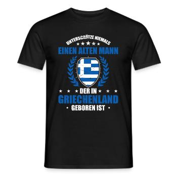 Unterschätze Niemals Einen Alten Mann Der In Griec - Männer T-Shirt - Schwarz - Vorne - AI Model Male 178 light (178cm)