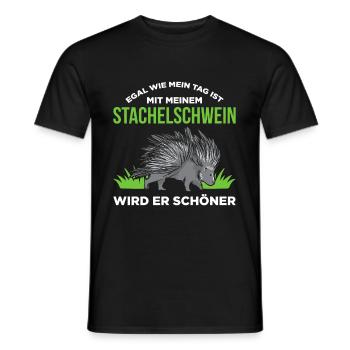 Egal Wie Mein Tag Ist Mit Meinem Stachelschwein Wi - Männer T-Shirt - Schwarz - Vorne - AI Model Male 178 light (178cm)