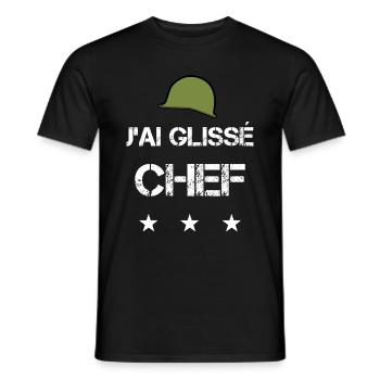 Militaire J'ai glissé chef phrase drôle film culte - T-shirt homme - noir - Devant - AI Model Male 178 light (178cm)