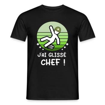 J'ai glissé chef vintage casque militaire phrase - T-shirt homme - noir - Devant - AI Model Male 178 light (178cm)