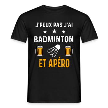 je peux pas j'ai badminton et apéro badminton - T-shirt homme - noir - Devant - AI Model Male 178 light (178cm)