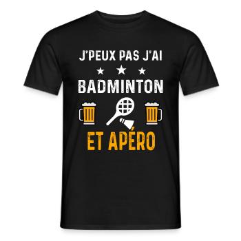 je peux pas j'ai badminton raquette et apéro sport - T-shirt homme - noir - Devant - AI Model Male 178 light (178cm)