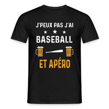 je peux pas j'ai baseball batte et apéro baseball - T-shirt homme - noir - Devant - AI Model Male 178 light (178cm)