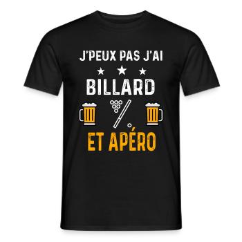 je peux pas j'ai billard queue et apéro billard - T-shirt homme - noir - Devant - AI Model Male 178 light (178cm)