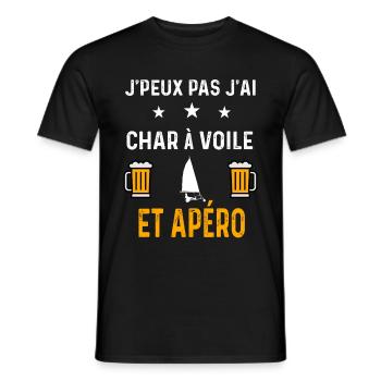 je peux pas j'ai char à voile et apéro char voile - T-shirt homme - noir - Devant - AI Model Male 178 light (178cm)