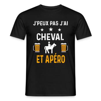 je peux pas j'ai cheval et apéro cheval - T-shirt homme - noir - Devant - AI Model Male 178 light (178cm)