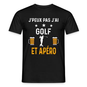 je peux pas j'ai golf et apéro golf - T-shirt homme - noir - Devant - AI Model Male 178 light (178cm)