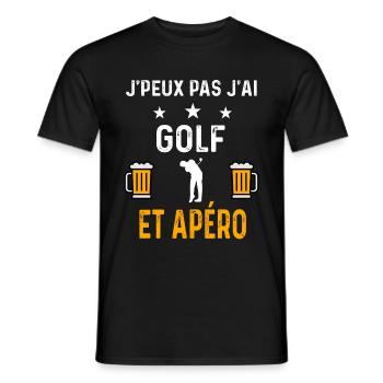 je peux pas j'ai golf golfeur et apéro golf - T-shirt homme - noir - Devant - AI Model Male 178 light (178cm)