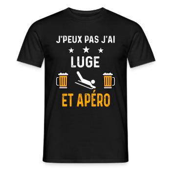je peux pas j'ai luge et apéro luge - T-shirt homme - noir - Devant - AI Model Male 178 light (178cm)