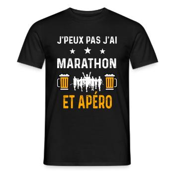 je peux pas j'ai marathon et apéro marathon - T-shirt homme - noir - Devant - AI Model Male 178 light (178cm)