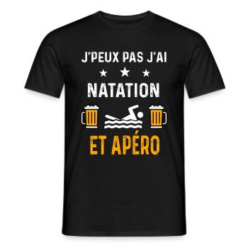 je peux pas j'ai natation et apéro natation - T-shirt homme - noir - Devant - AI Model Male 178 light (178cm)