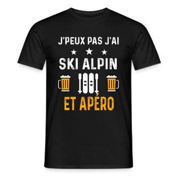 je peux pas j'ai ski alpin et apéro ski alpin - T-shirt homme - noir - Devant - AI Model Male 178 light (178cm)