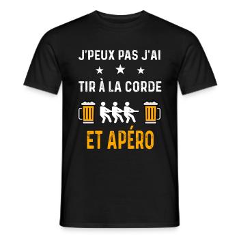 je peux pas j'ai tir à la corde et apéro corde - T-shirt homme - noir - Devant - AI Model Male 178 light (178cm)