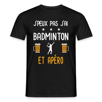 je peux pas j'ai badminton homme apéro - T-shirt homme - noir - Devant - AI Model Male 178 light (178cm)