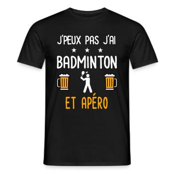 je peux pas j'ai badminton joueur apéro - T-shirt homme - noir - Devant - AI Model Male 178 light (178cm)