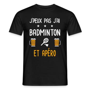 je peux pas j'ai badminton raquette apéro - T-shirt homme - noir - Devant - AI Model Male 178 light (178cm)