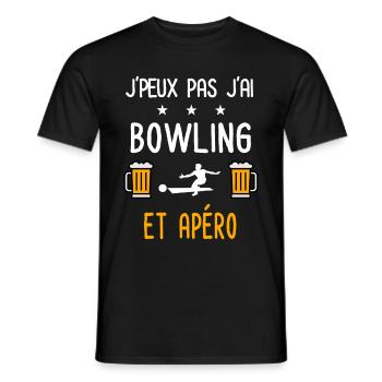 je peux pas j'ai bowling apéro - T-shirt homme - noir - Devant - AI Model Male 178 light (178cm)