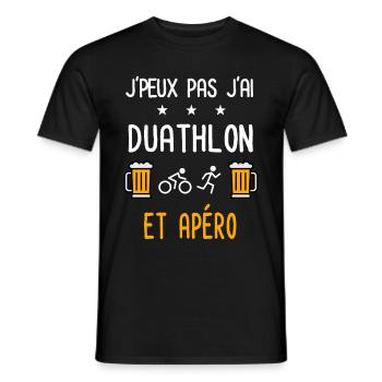 je peux pas j'ai duathlon apéro - T-shirt homme - noir - Devant - AI Model Male 178 light (178cm)