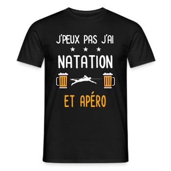 je peux pas j'ai natation nageur apéro - T-shirt homme - noir - Devant - AI Model Male 178 light (178cm)