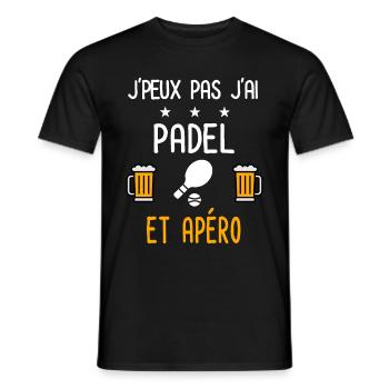 je peux pas j'ai padel raquette apéro - T-shirt homme - noir - Devant - AI Model Male 178 light (178cm)